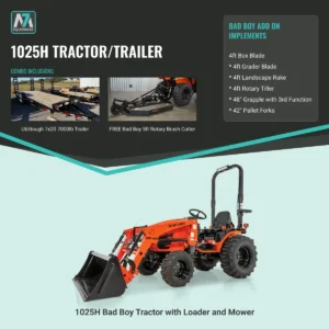 Bad Boy 1025H tractor and trailer combo